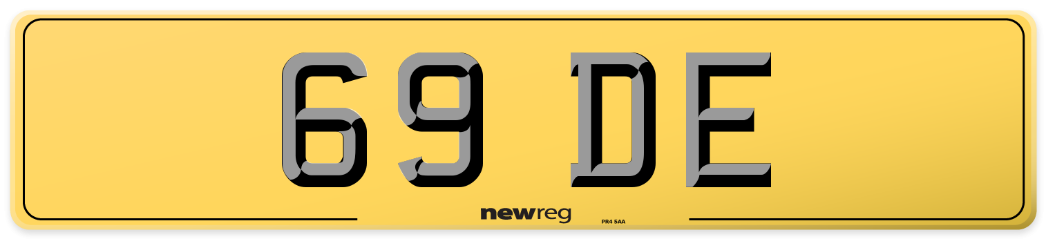 69 DE Rear Number Plate