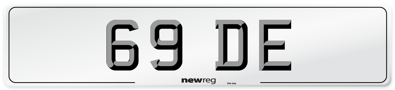 69 DE Front Number Plate