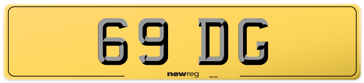 69 DG Rear Number Plate