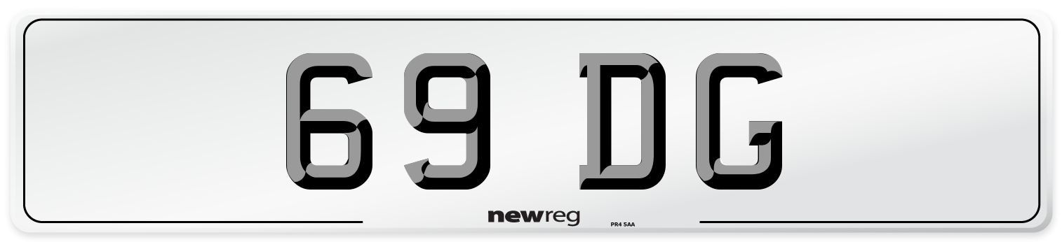 69 DG Front Number Plate