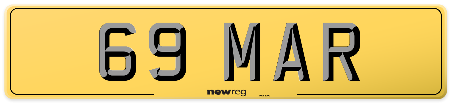 69 MAR Rear Number Plate