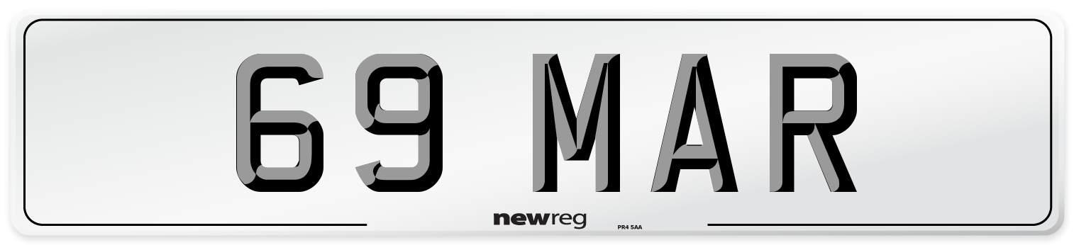 69 MAR Front Number Plate