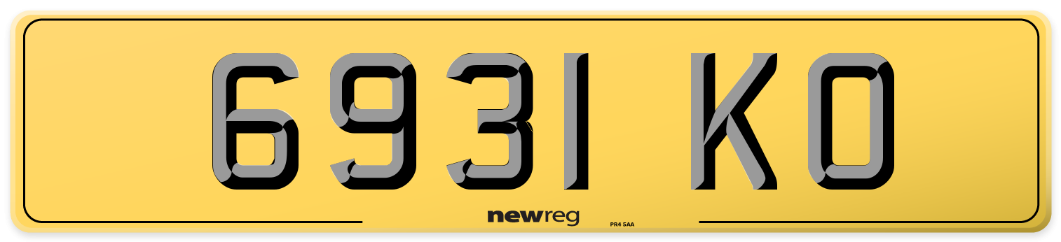 6931 KO Rear Number Plate