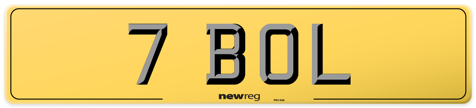7 BOL Rear Number Plate