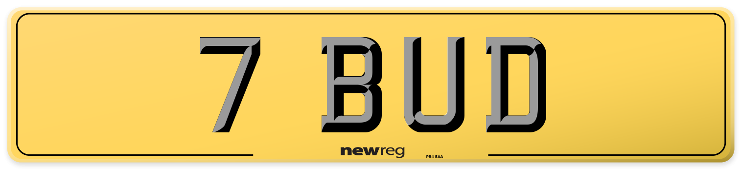 7 BUD Rear Number Plate