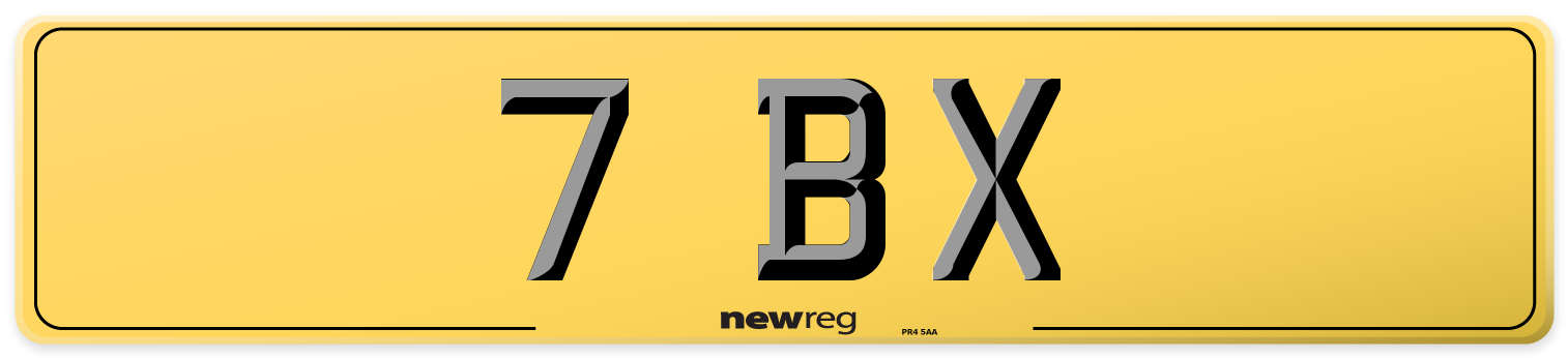 7 BX Rear Number Plate