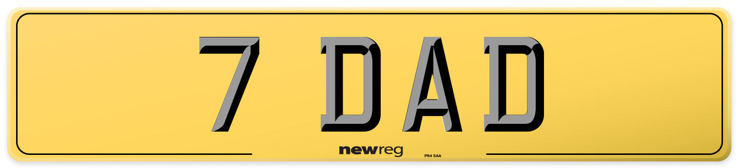 7 DAD Rear Number Plate