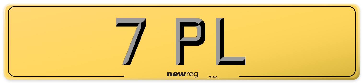 7 PL Rear Number Plate