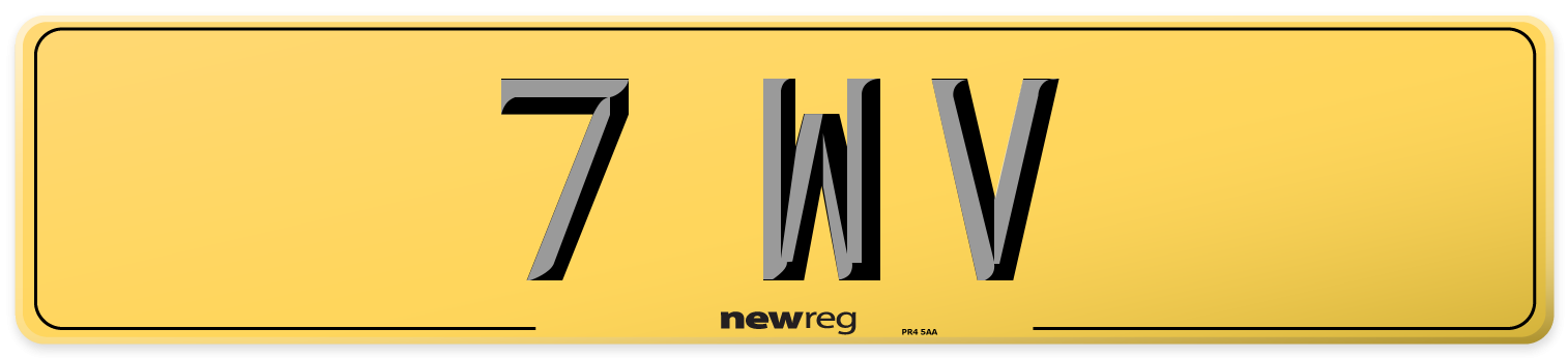 7 WV Rear Number Plate