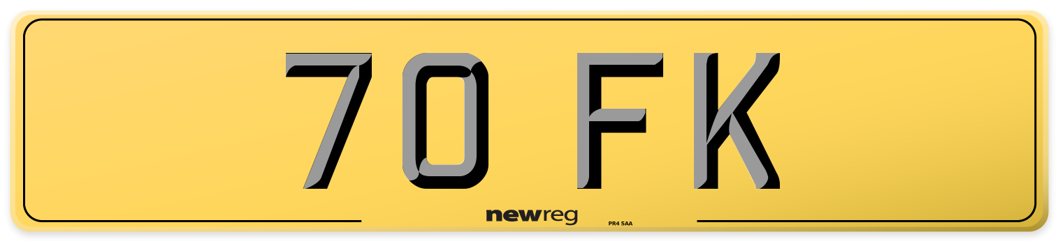 70 FK Rear Number Plate