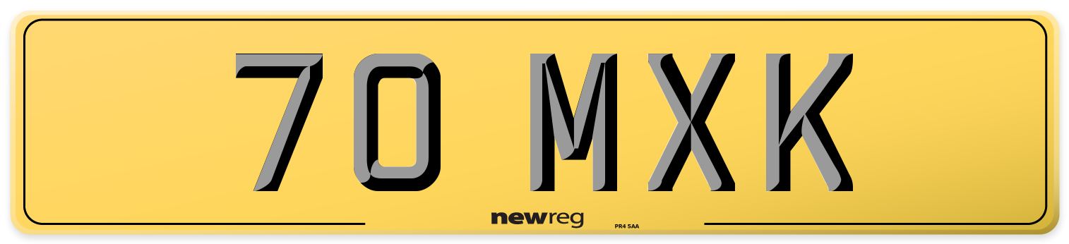 70 MXK Rear Number Plate