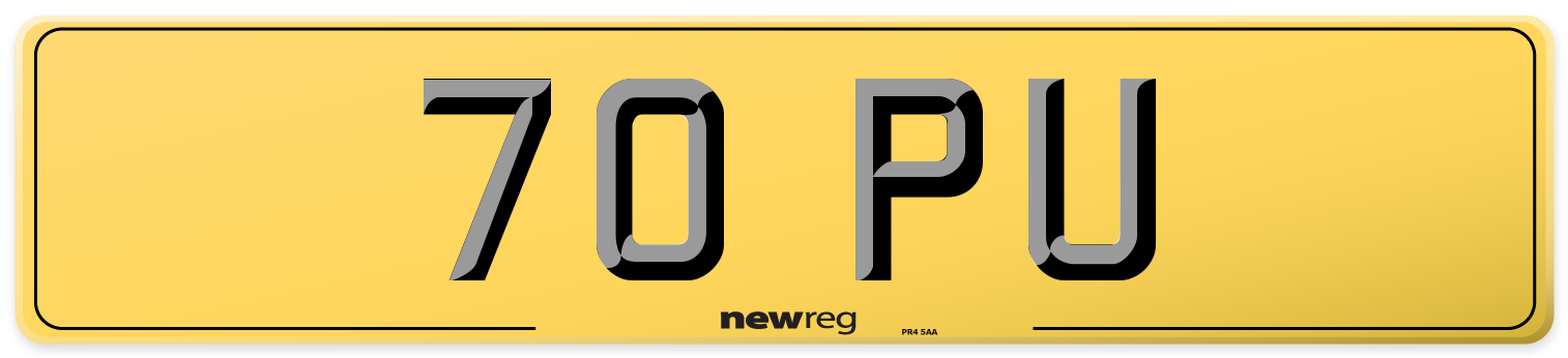70 PU Rear Number Plate