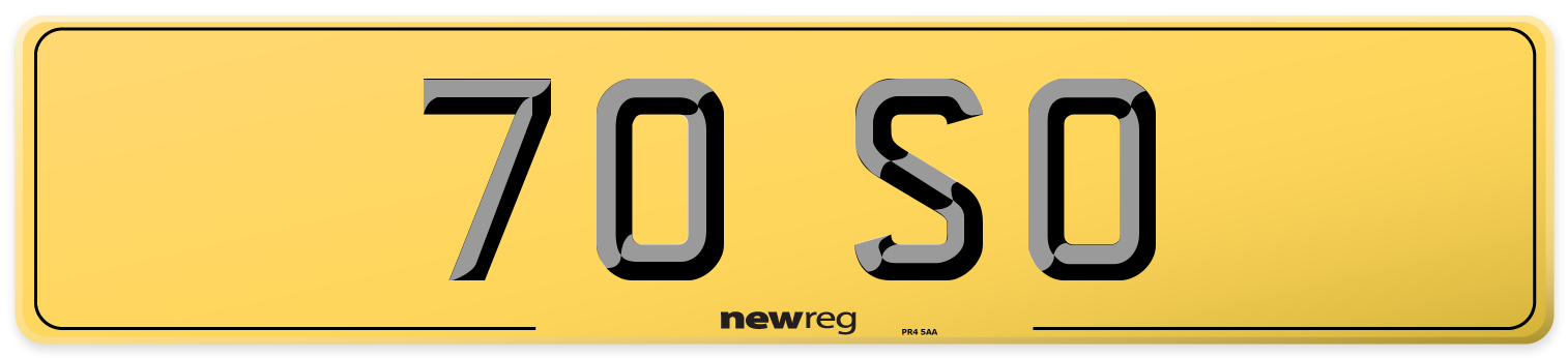 70 SO Rear Number Plate