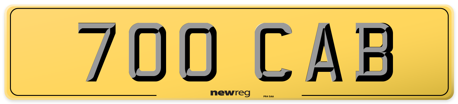 700 CAB Rear Number Plate