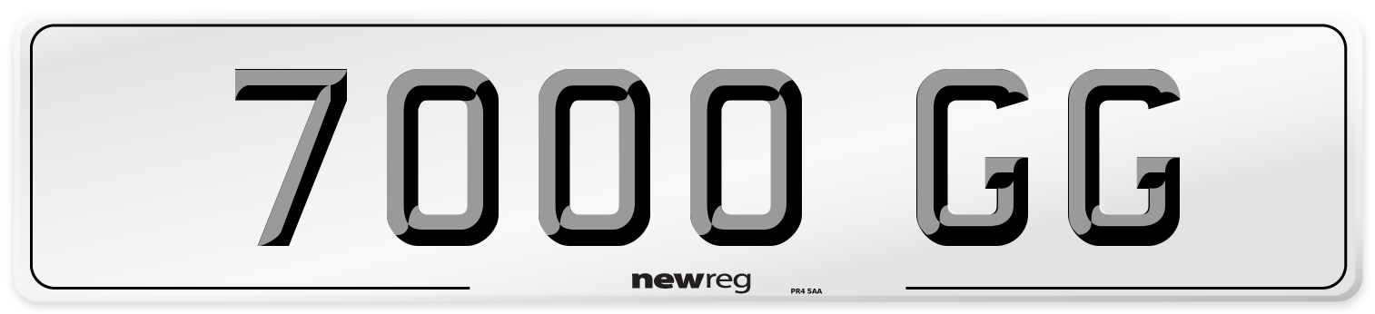 7000 GG Front Number Plate