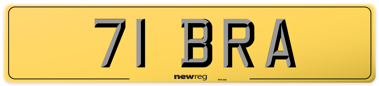 71 BRA Rear Number Plate
