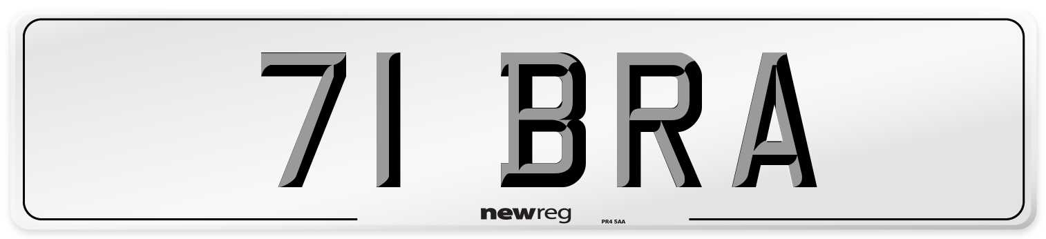 71 BRA Front Number Plate