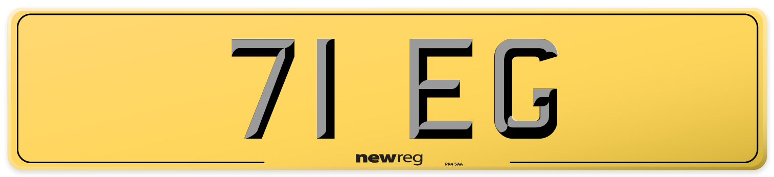 71 EG Rear Number Plate