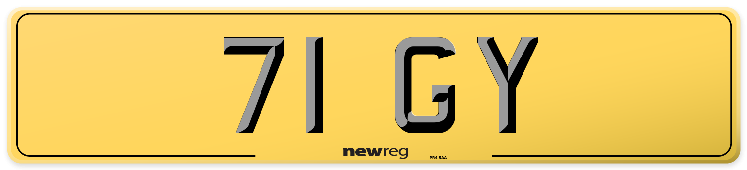 71 GY Rear Number Plate