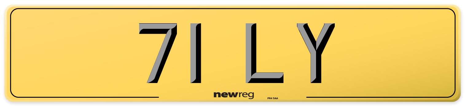 71 LY Rear Number Plate