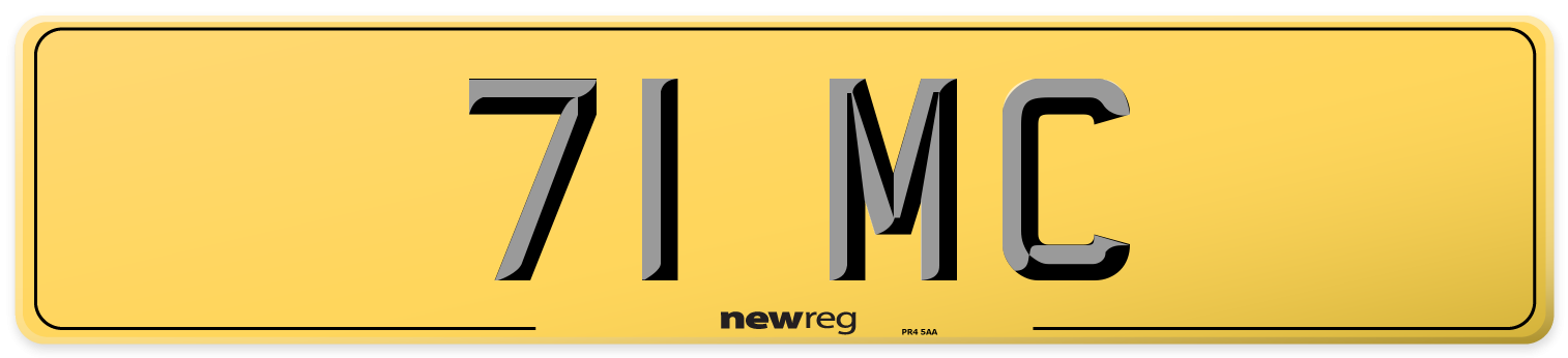 71 MC Rear Number Plate