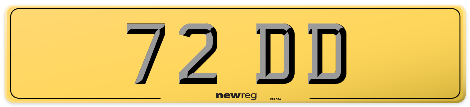 72 DD Rear Number Plate