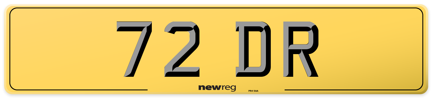 72 DR Rear Number Plate