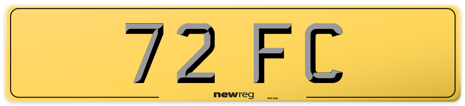 72 FC Rear Number Plate