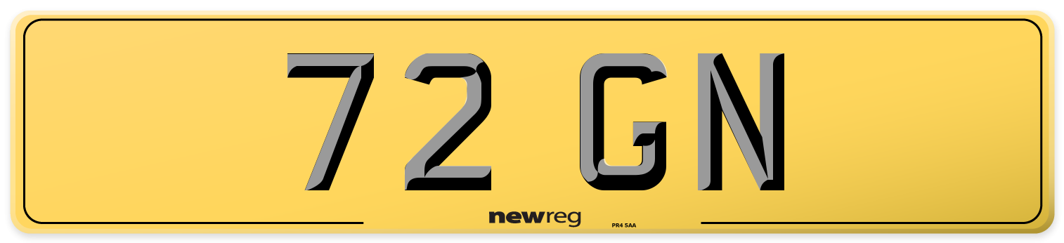 72 GN Rear Number Plate