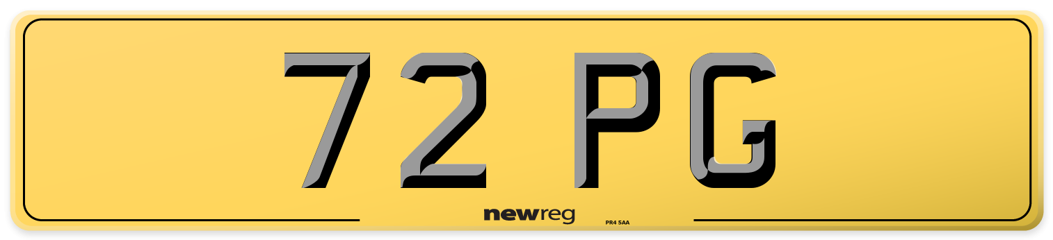 72 PG Rear Number Plate