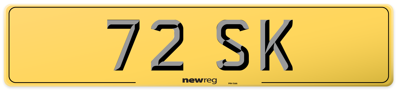 72 SK Rear Number Plate