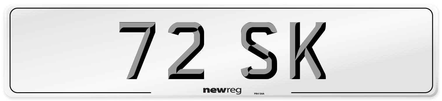 72 SK Front Number Plate