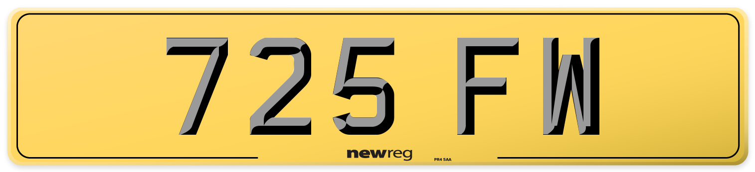 725 FW Rear Number Plate