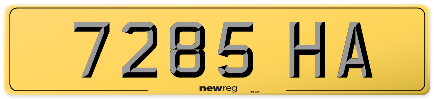 7285 HA Rear Number Plate