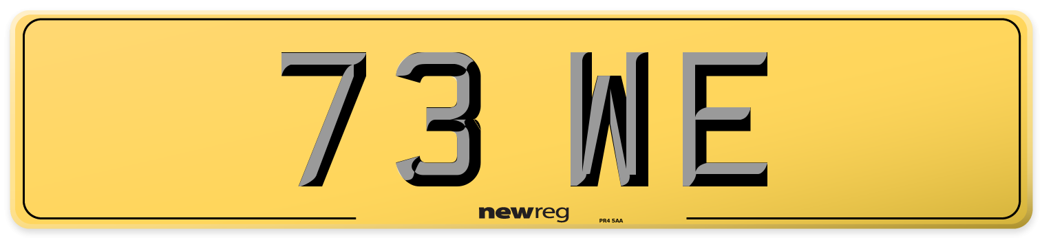 73 WE Rear Number Plate