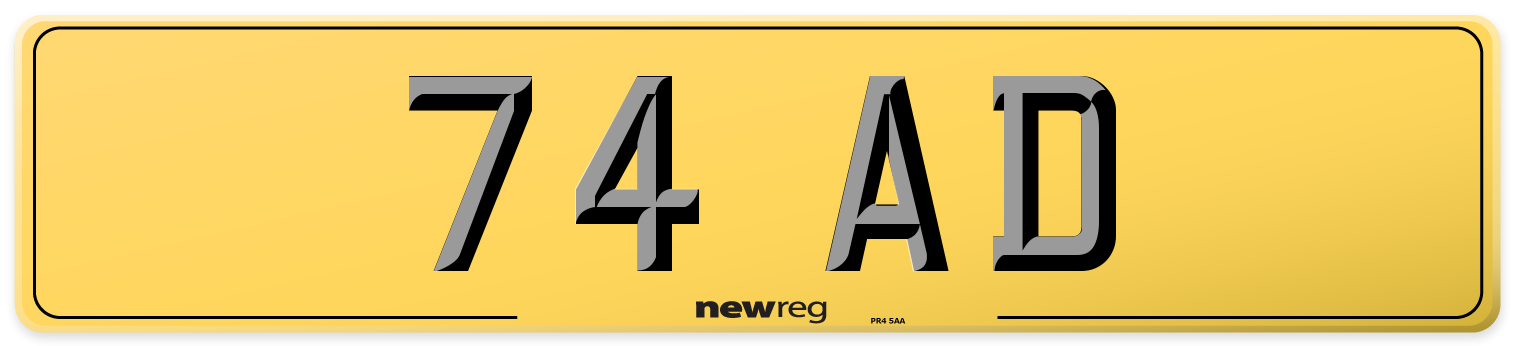74 AD Rear Number Plate