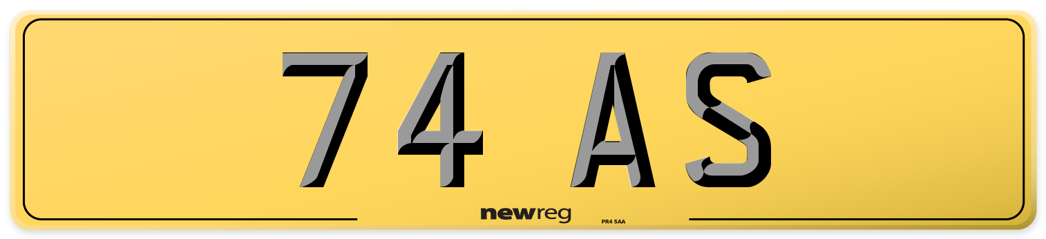 74 AS Rear Number Plate