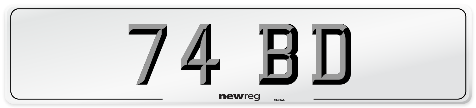 74 BD Front Number Plate