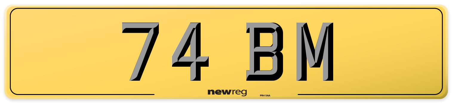 74 BM Rear Number Plate