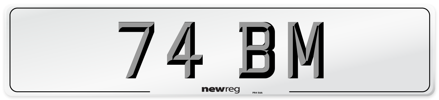 74 BM Front Number Plate
