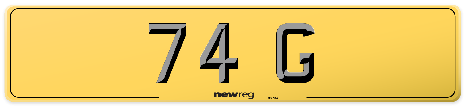 74 G Rear Number Plate