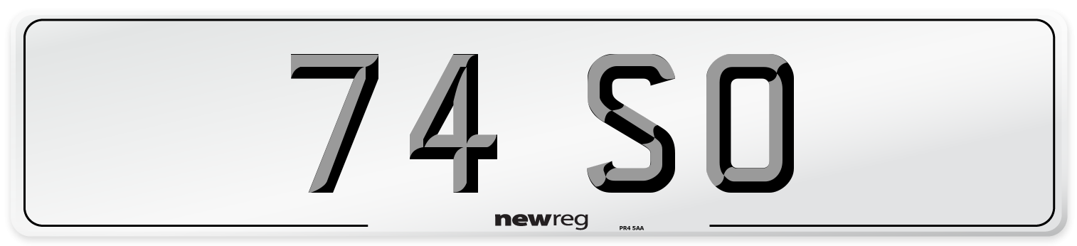 74 SO Front Number Plate