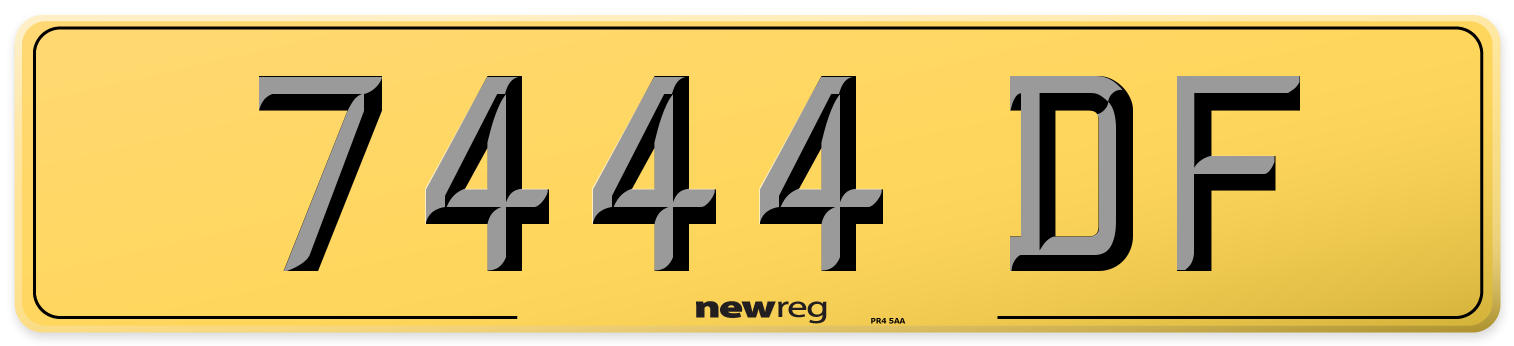 7444 DF Rear Number Plate