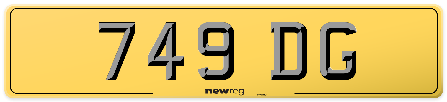 749 DG Rear Number Plate