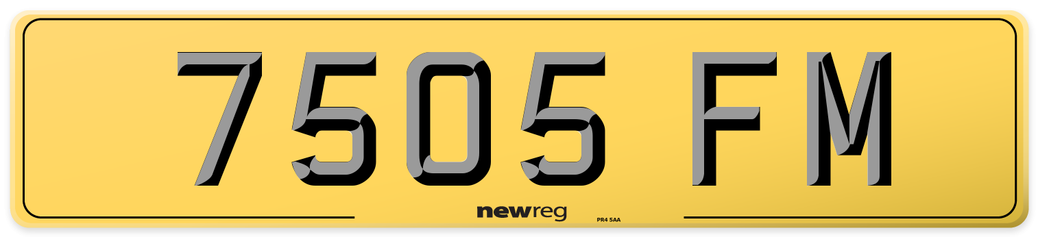 7505 FM Rear Number Plate