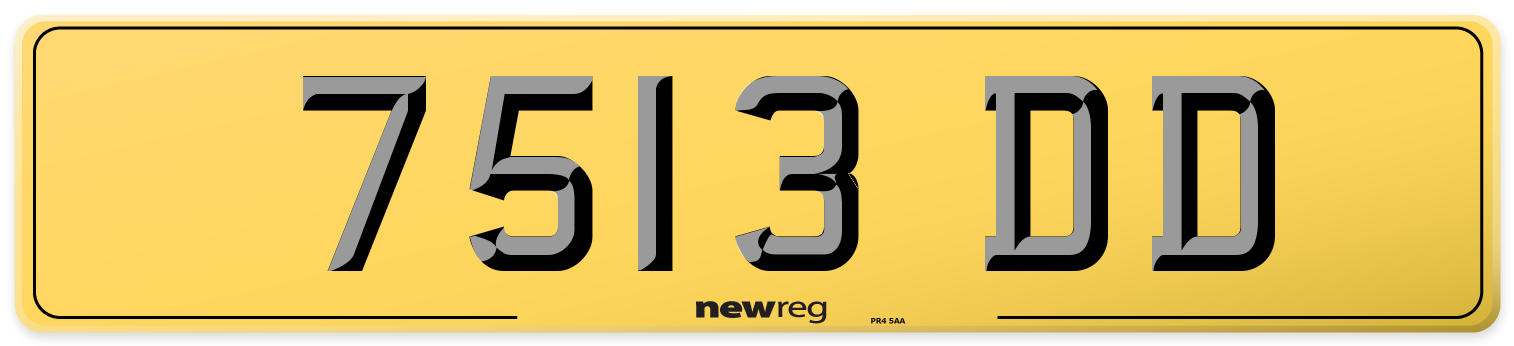 7513 DD Rear Number Plate