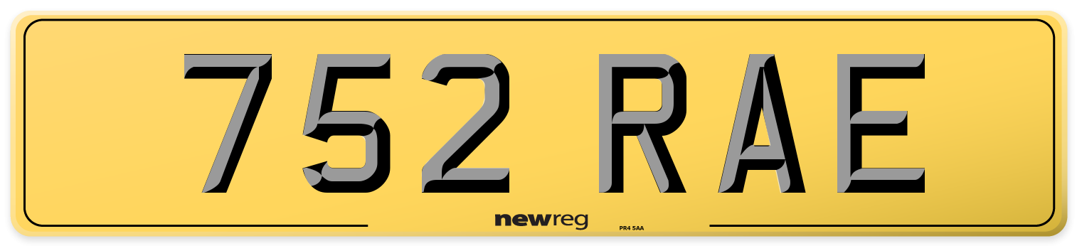 752 RAE Rear Number Plate