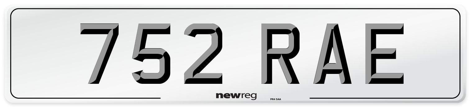 752 RAE Front Number Plate