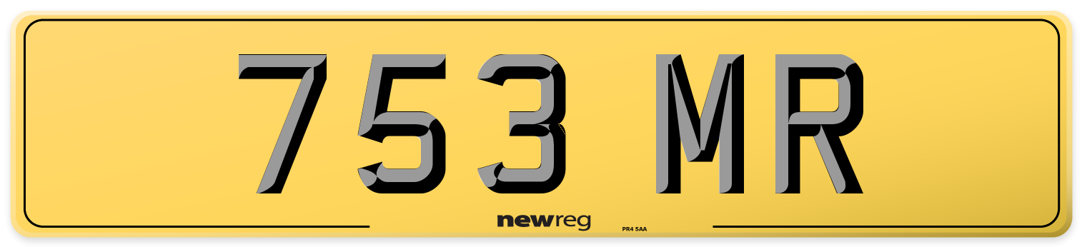 753 MR Rear Number Plate