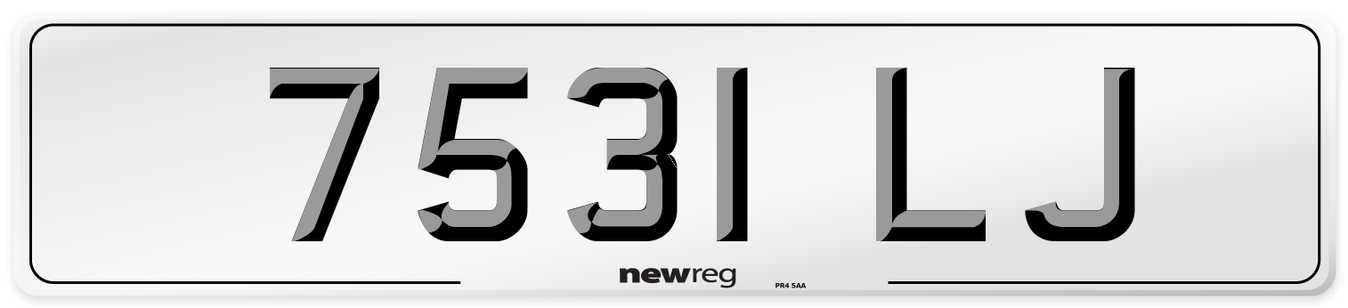 7531 LJ Front Number Plate